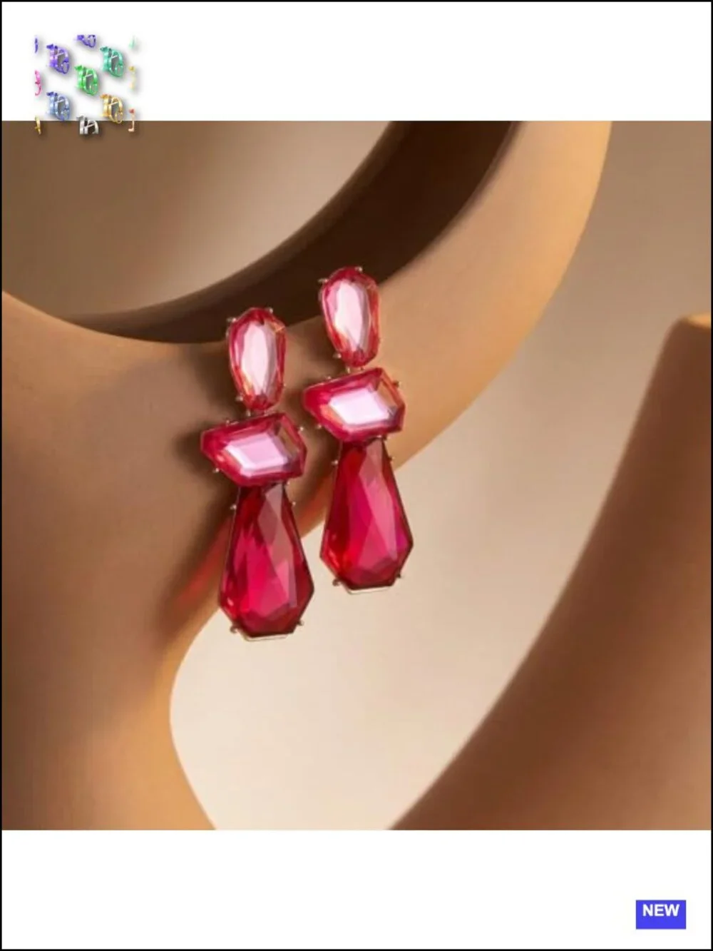 Vintage Brown Rhinestone Drop Dangle Geometric Statement Earrings for Women